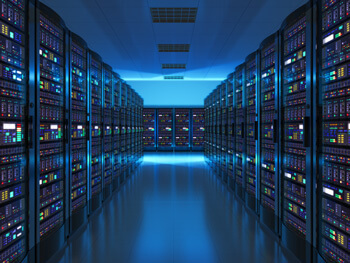 View inside of a large data center 